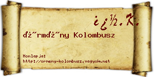 Örmény Kolombusz névjegykártya